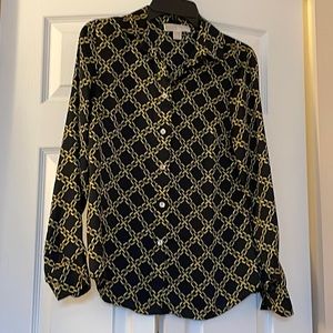 Black and gold chain button up shirt